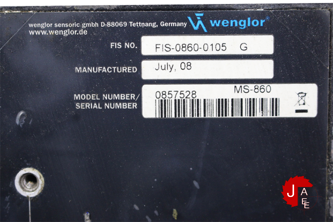 WENGLER FIS-0860-0105 Barcode Raster Scanner Sweep