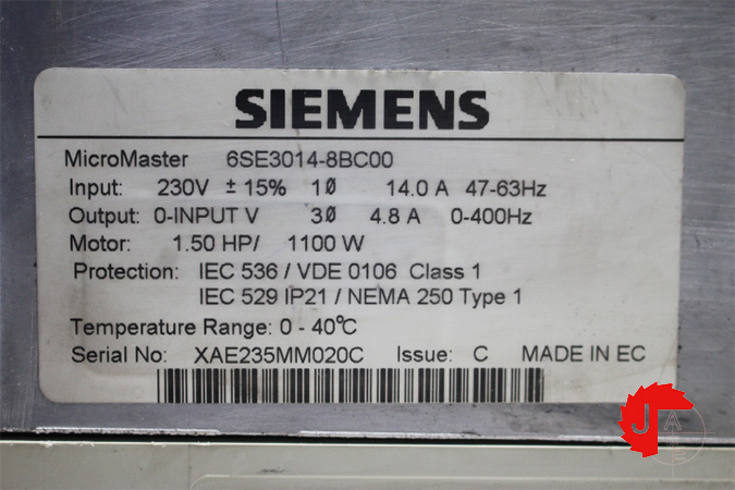 SIEMENS 6SE3014-8BC00 MicroMaster Drive