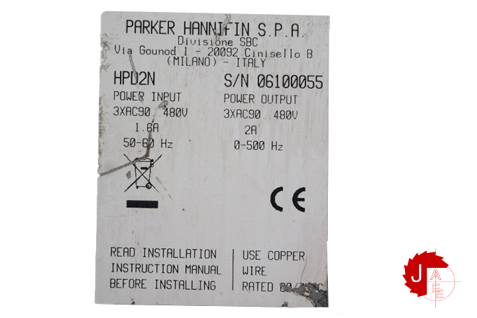 PARKER HANNIFIN S.P.A. HPD2N SERVO DRIVE