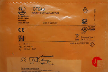 IFM IGT249 Inductive full-metal sensor IGK3012-BPKG/AM/P/US