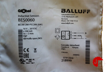 BALLUFF BES0060 Inductive standard sensors BES M12MI-PSC20B-S04G