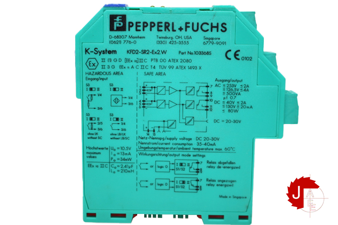 PEPPERL+FUCHS KFD2-SR2-Ex2.W Switch Amplifier 103368S