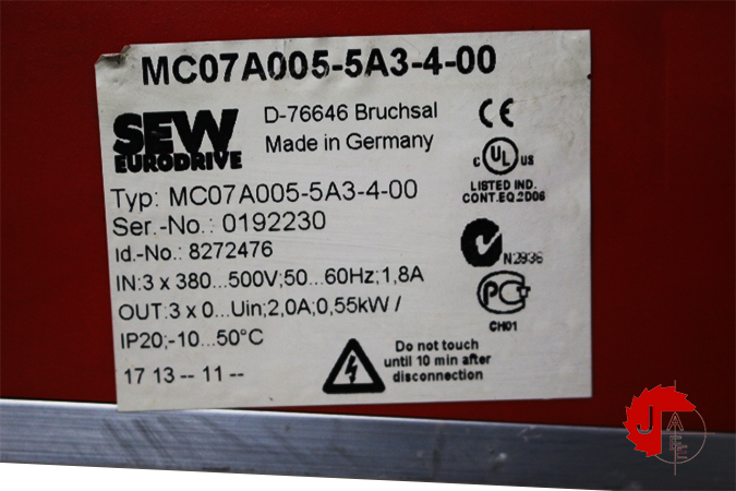 SEW EURODRIVE MC07A005-5A3-4-00 Inverter Drive 0.55KW 8272476