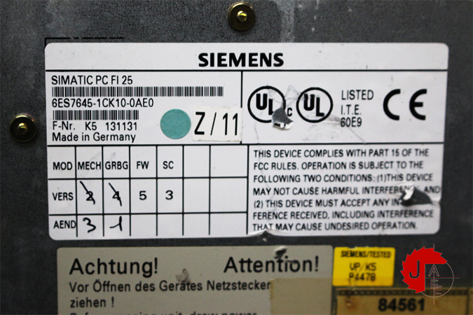 SIEMENS SIMATIC PC F125 6ES7 645-1CK10-0AE0