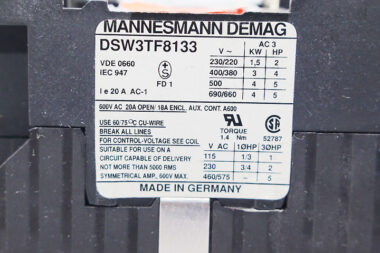 DEMAG DSW3TF8133 REVERSING CONTACTOR 42 V