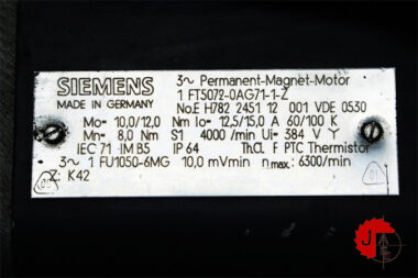 SIEMENS 1FT5072-0AG71-1-1 PERMANENT MAGNET MOTOR