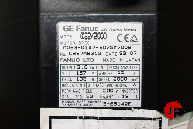 GE Fanuc A06B-0147-B075 Servo motors a22/2000