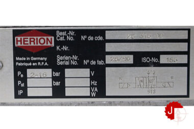 HERION 25 315 00 Pneumatic Directional Valve