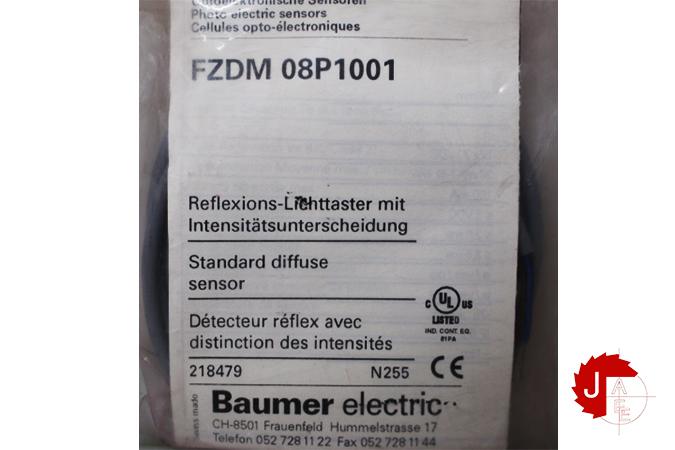 BAUMER FZDM 08P1001 Diffuse sensors with intensity difference 10218479