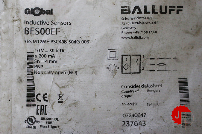 BALLUFF BES00EF Inductive standard sensors BES M12ME-PSC40B-S04G-003