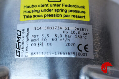 GEMU 514 50D1734 51 2RS617 Angle seat globe valve, Pneumatically operated 2" DN25