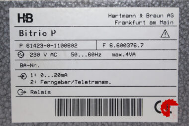 Hartmann&Braun AG P 61423-0-1100602 Controller with Display