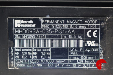 Rexroth INDRAMAT MHD-093A-035-PG1-AA PERMANENT MAGNET MOTOR