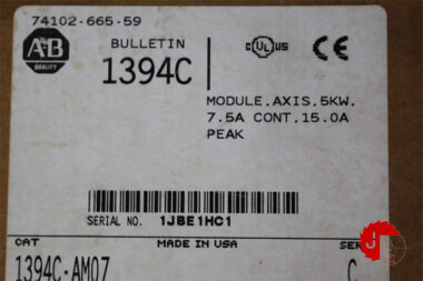 ALLEN-BRADLEY 1394C-AM07 AC Servo axis module 5kW. 7.5A CONT.15 A PEAK 1394C-AM07 SERIES C