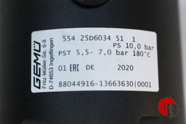 GEMU 554 25D6034 51 1 Angle seat globe valve, Pneumatically operated G1" PN25 1.4435