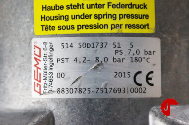 GEMU 514 50D1737 51 5 Angle seat globe valve, Pneumatically operated 2" PN25 1.4408