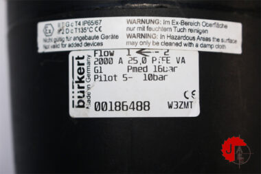 BURKERT 2000 A 25,0 PTFE VA Pneumatically operated 2/2 way angle seat valve CLASSIC G1" DN25