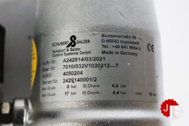 SCHUBERT&SALZER A242914/03/2021 Angle seat globe valve, Pneumatically operated G1" DN32 PN40 1.4408