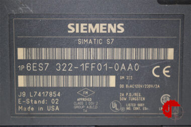 SIEMENS 6ES7 322-1FF01-0AA0 SIMATIC S7-300, Digital output SM 322 isolated 