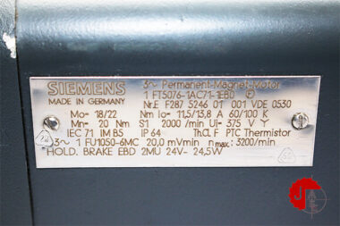 SIEMENS 1 FT5076-1AC71-1EB0 PERMANENT MAGNET MOTOR