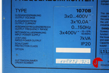 STOBER FDS 1070B frequency converter 7 kVA