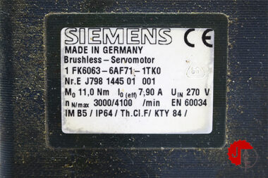 SIEMENS 1 FK6063-6AF71-1TK0 BRUSHLESS SERVOMOTOR