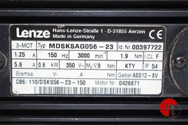 Lenze MDSKSAG056-23 SERVO MOTOR