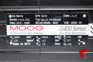 MOOG G404-502 SERVO MOTOR G4L20