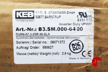 KEB B3.SM.000-6400 SERVO MOTOR