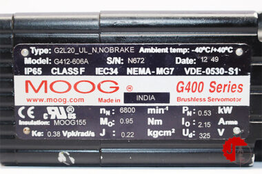 MOOG G412-606A SERVO MOTOR G2L20-UL-N