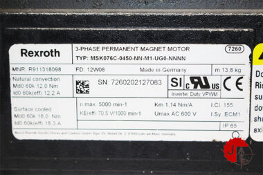 REXROTH MSK076C-0450-NN-M1-UG0-NNNN SERVO MOTOR R911318098