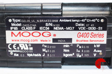 MOOG G422-214A SERVO MOTOR G2L05-UL-N